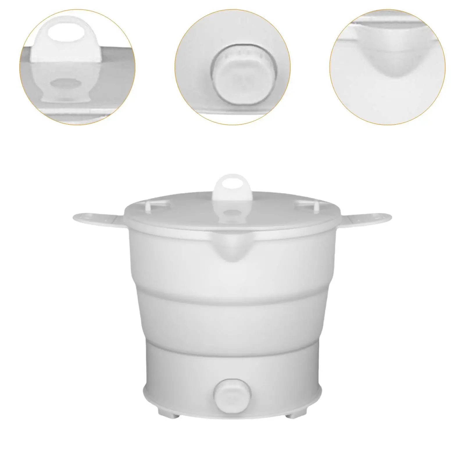 Foldable Electric Cooker 1.2L with Steamer Mini Heating Pot Water Boiling Pot for Camping Cooking Rice Business Trip Hotel Dorm