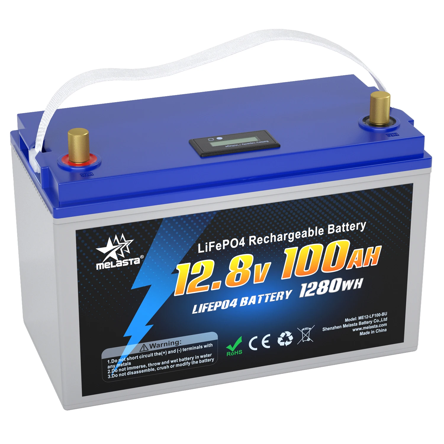 12V 100Ah LiFePo4 Rechargeable Battery 1280Wh Built-in BMS Lithium