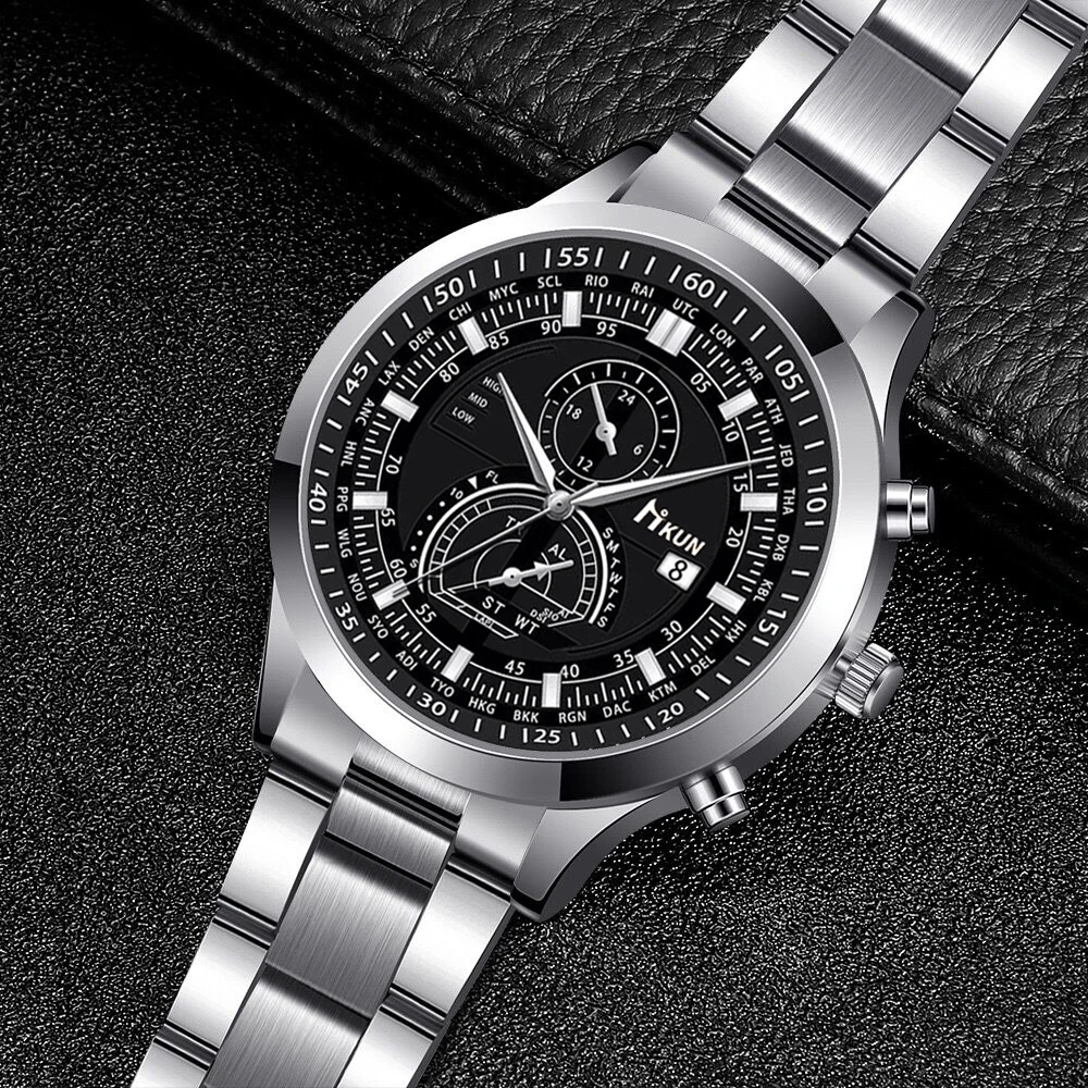 5 pieces/set of men's watches Fashionable, handsome and casual watch watch set + glasses + wallet birthday gift set 5