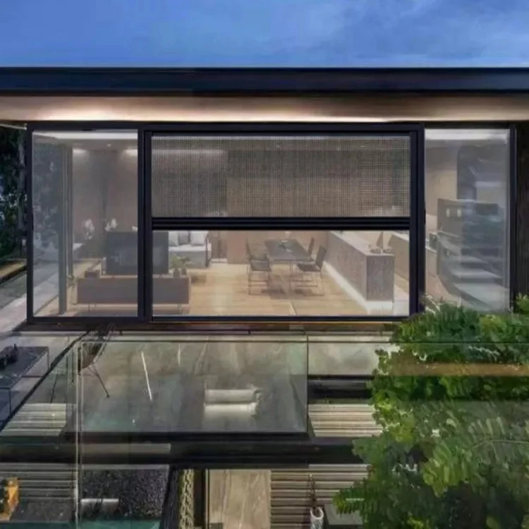 

Balcony Window Double Glass Aluminum Frame Smart Window Automatic Vertical Upward Sliding Window