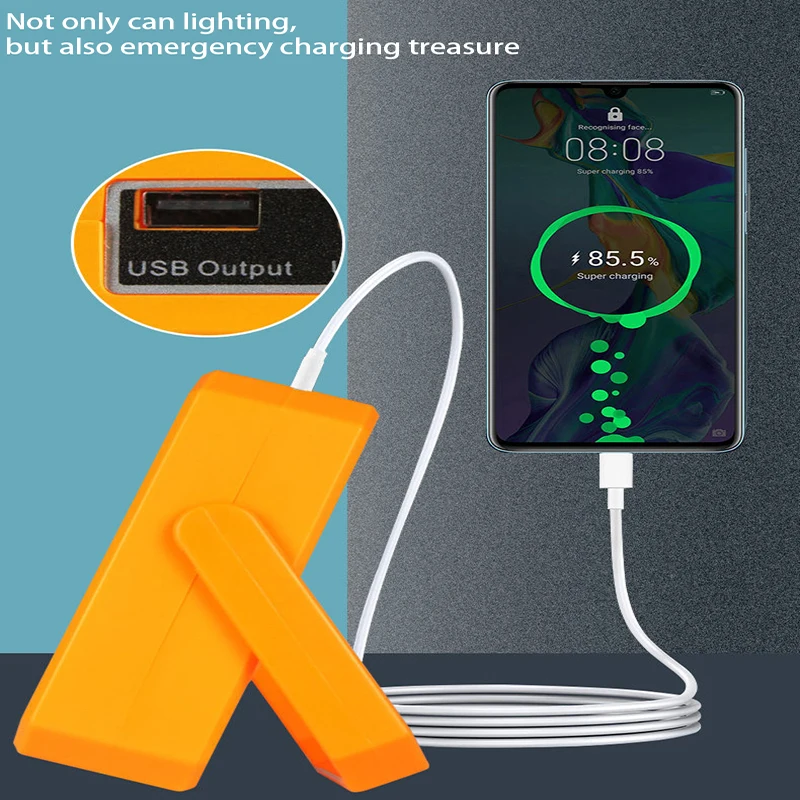 6000mAh Portable Solar Led Work Lamp USB Power Bank Outdoor Waterproof Solar Power Camping Tent Light Rechargeable Flashlights
