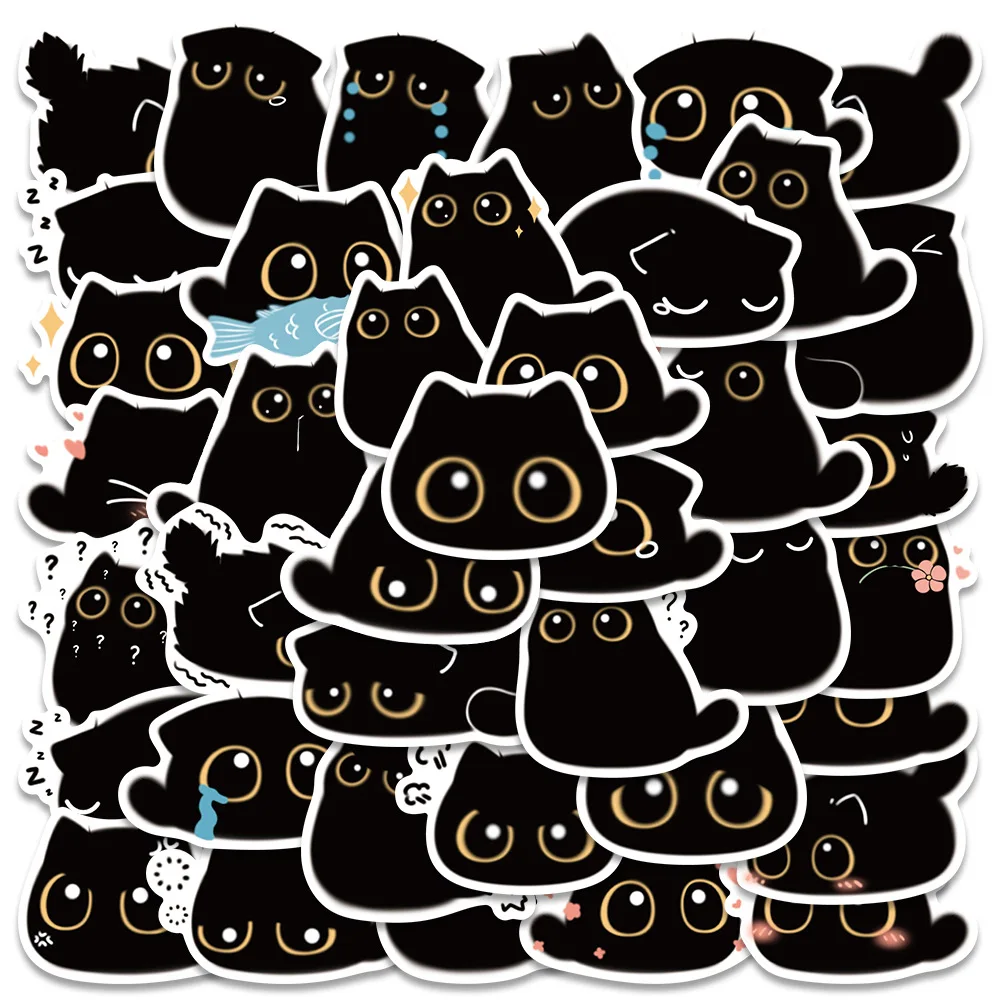 

10/30/40PCS Cute cartoon black cat Sticker Skateboard Fridge Guitar Laptop Motorcycle Travel Classic Toy Cool Decals
