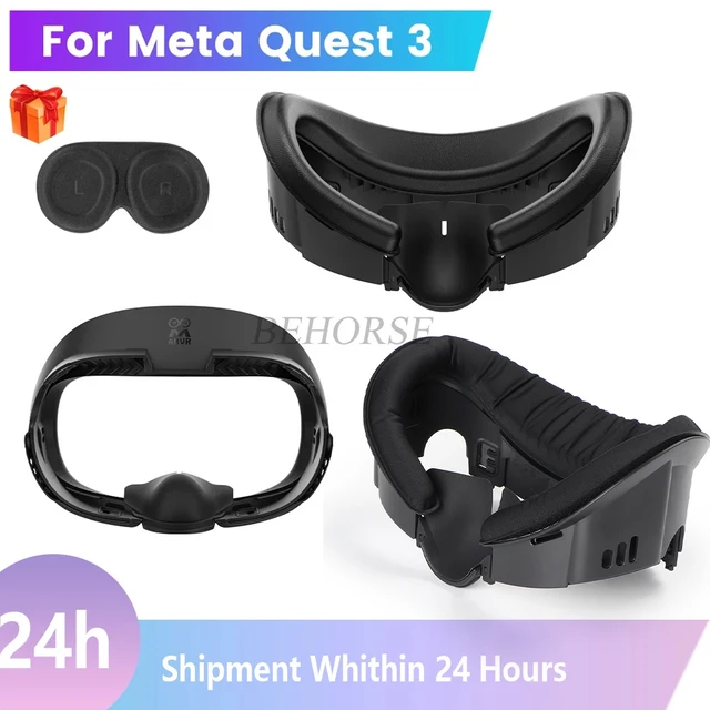 AMVR PU Leather Face Mask Light-proof For Quest 3 Facial Interface  Sweatproof Mask Face Cushion For Meta Quest 3 VR Accessories - AliExpress
