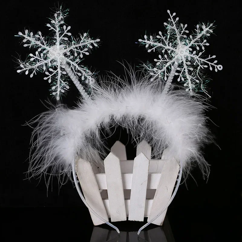 Adult Kids Blinking Green Tree Headbands LED Light Up Star Snowflake Hair Band Gift New Year Decoration Wedding Festival