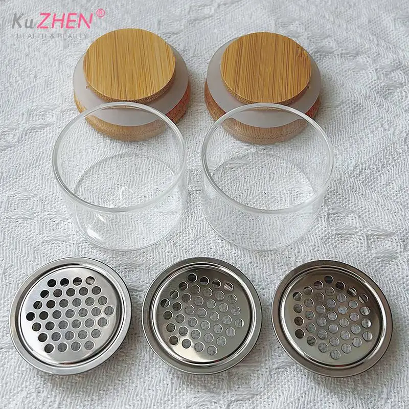 1Pcs glass nail cup powder liquid brush bowl holder container equipment nail salon tool with wood lid art tool cleaning cup