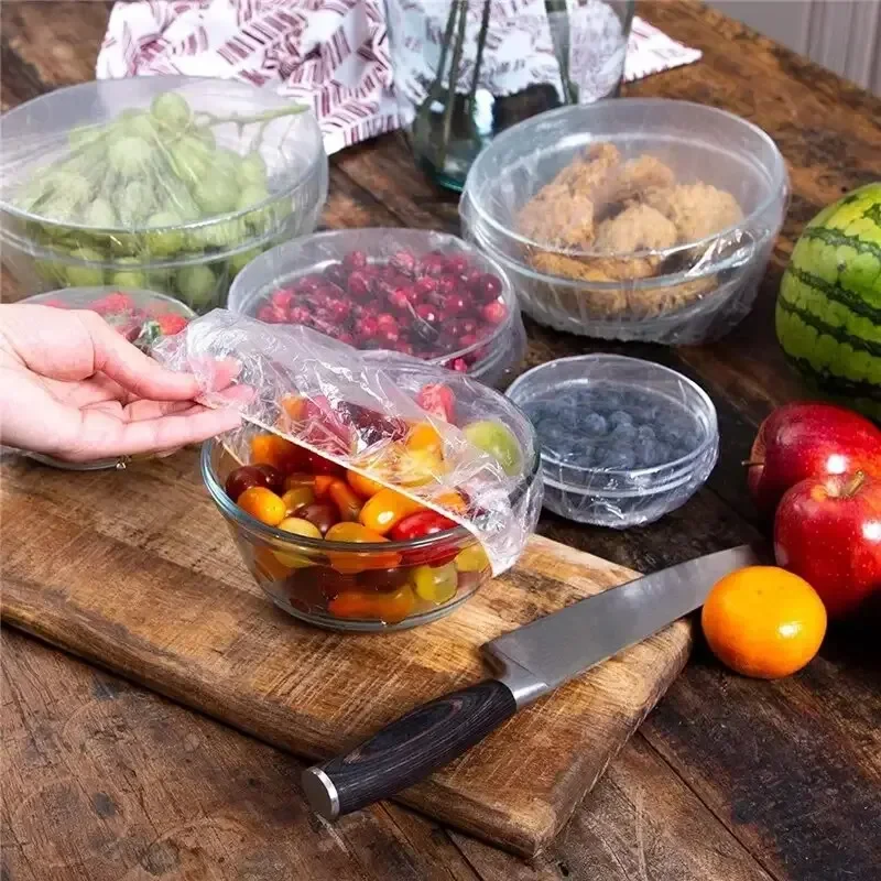 Disposable Fresh Lids Plastic Food Storage Lids Reusable Bowl Lid Stretch Elastic Lid Bags 100pcs food storage lids
