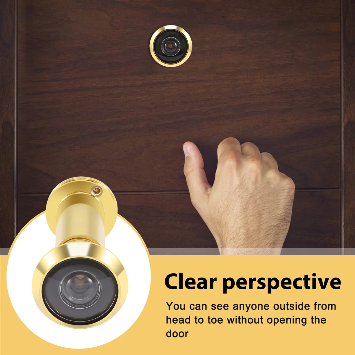 Door Peephole 200 Degree Retractable 36-58mm Security Door Viewer Peephole Peep Hole Spyhole + Cover Gold
