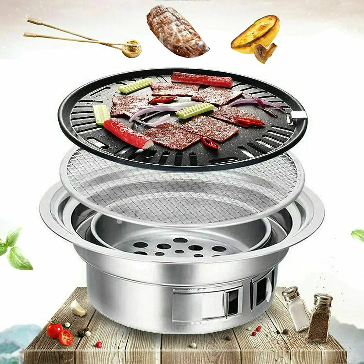 Korean Charcoal Barbecue Grill Stainless Steel Non-stick