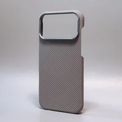Premium Carbon Fiber Slim Shockproof Case with Alloy Lens Protection - iPhone 18 Pro Max (XZ002305 - Gray)