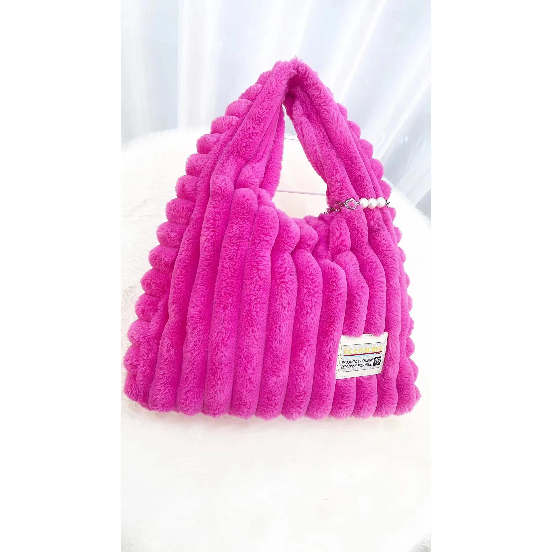 TrendAura Fluffy Cat Embroidered Faux Fur Flap Bag Girls