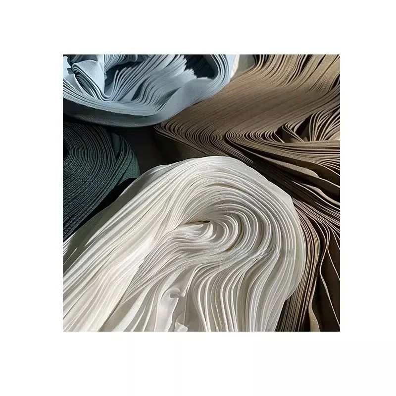 Twill Pleated Fabric Designer Cloth for Sewing Clothing Skirts Decorative Breathable Comfortable Polyester Textile White Black 5