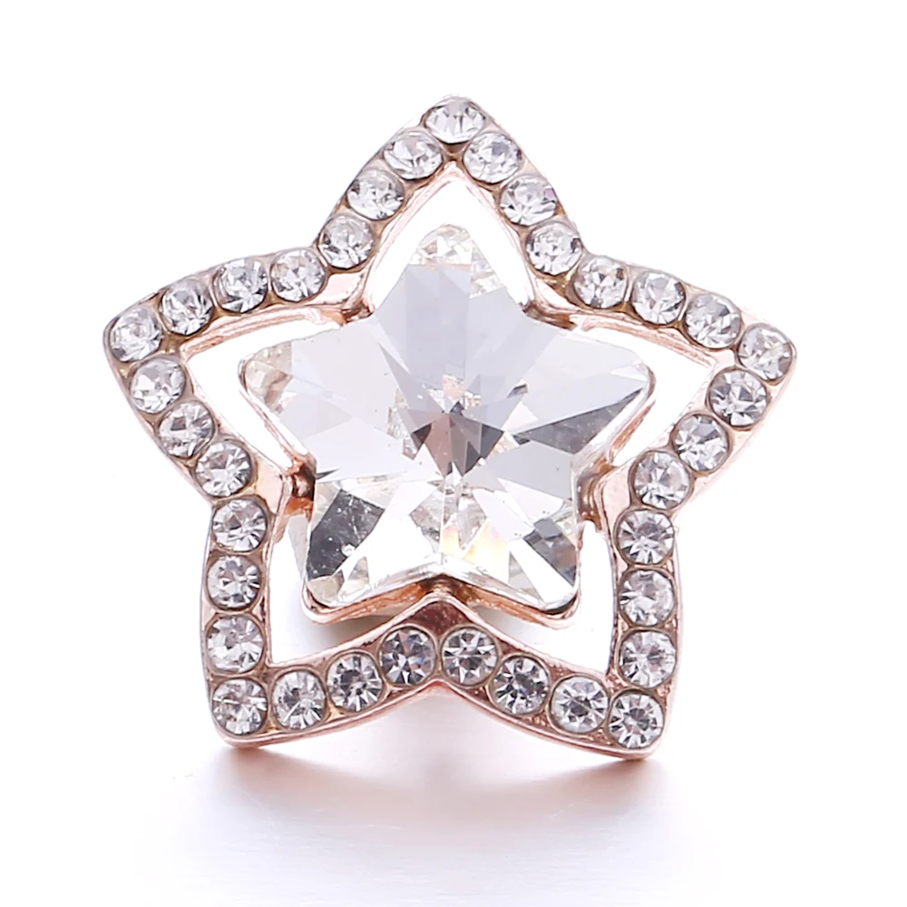 20PCS New Snap Button Jewelry Rhinestone Star 18mm Metal Snap Buttons Fit Snap Bracelet Bangle Necklace