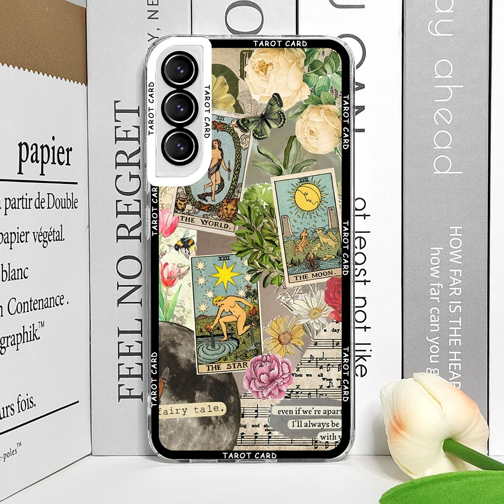 Mystical Witch Tarot Card Collage Clear Soft Phone Case