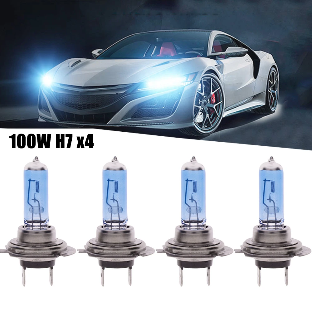 2/4pcs H7 Car Auto Halogen Headlight Lamp Hod Bulb 12v 100w Super White