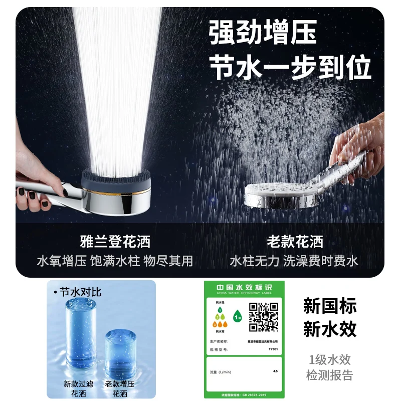 High-Pressure Water-Saving Adjustable Shower Head with Built-In Filter and Massage Sprayer