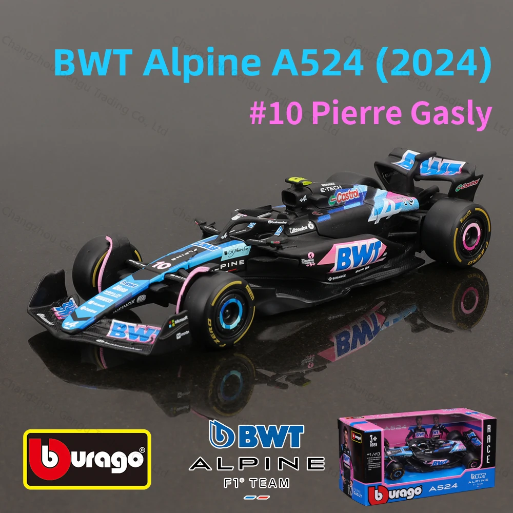 Bburago 1:43 BWT Alpine 2024 A524 #10 #31 F1 Racing Formula Car Static Simulation Diecast Alloy Model Car 3