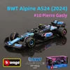 Bburago 1:43 BWT Alpine 2024 A524 #10 #31 F1 Racing Formula Car Static Simulation Diecast Alloy Model Car 3