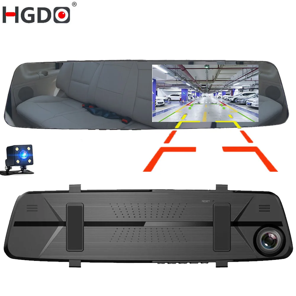 HGDO 대시캠 미러 레코더, 주차 센서 포함, 3in1 1080P Avto Dvr 블랙 백미러 카메라, 자동차 캠 비디오 박스, 4.5인치 HGDO 대시캠 미러 레코더, 주차 센서 포함, 3in1 1080P Avto Dvr 블랙 백미러 카메라, 자동차 캠 비디오 박스, 4.5인치