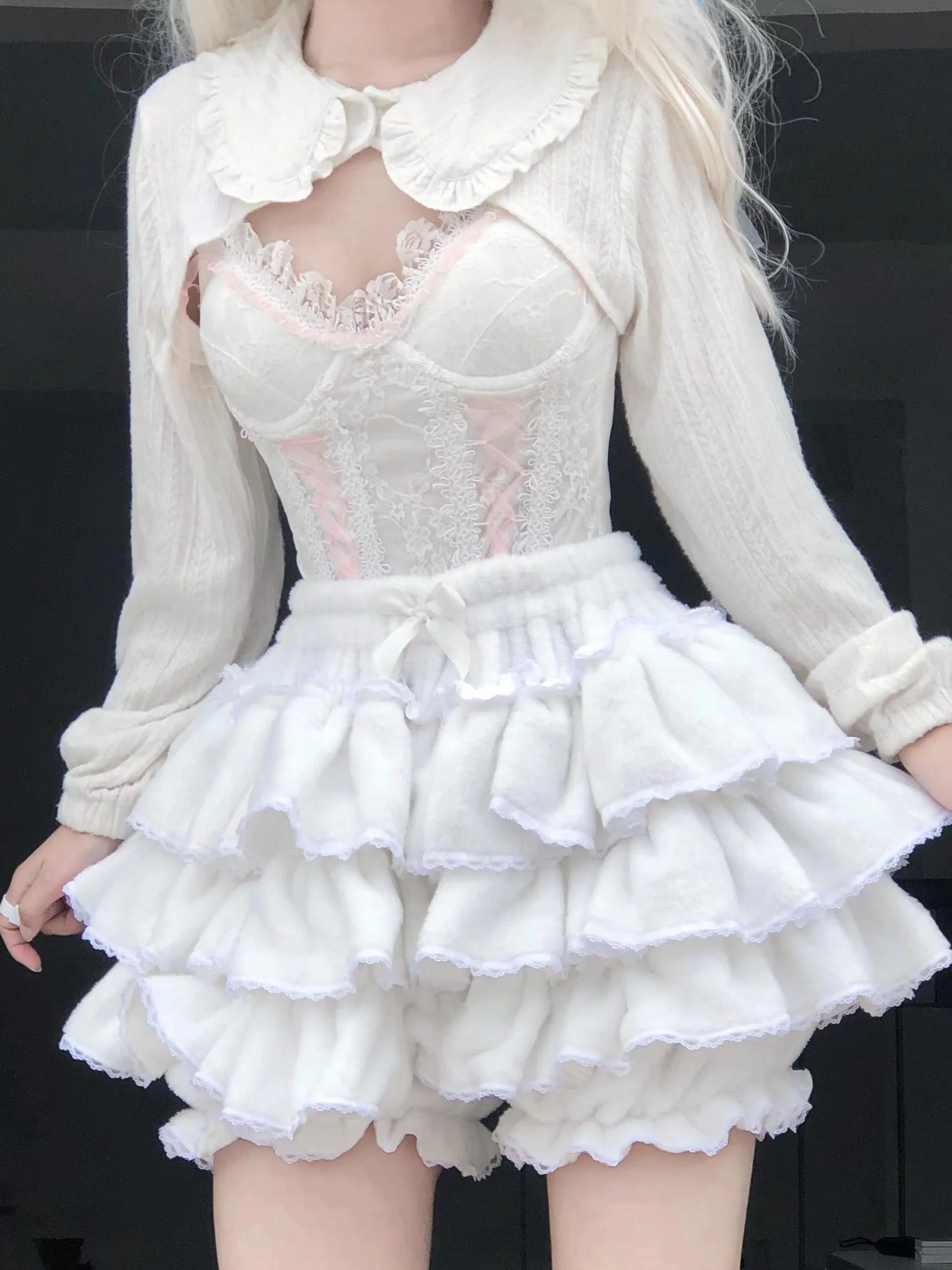 Lolita Sweet Pink Pumpkin Short Pants 2023 Autumn and Winter New Japanese Style Cute JK Velvet Padded Leggings Bloomers Women