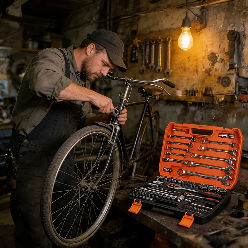 82-teiliges Gabelschlüssel-Set für Autoreparaturen, Schnellverschluss-Ratschenschlüssel-Kombination, Multifunktionales Steckschlüssel-Set, OEM-Hartschalenkoffer – Detail 9