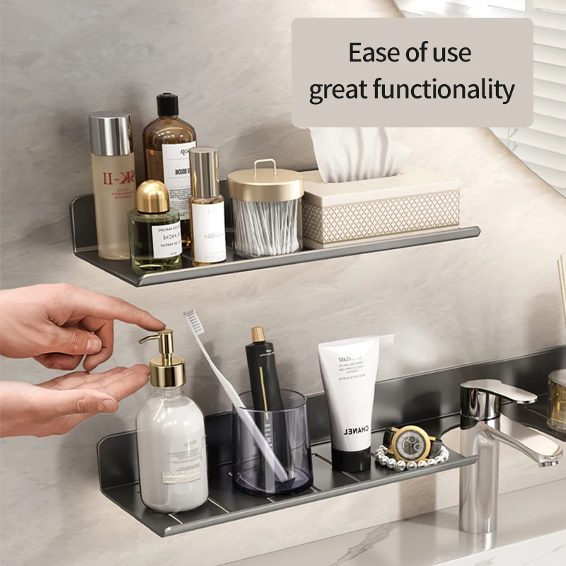 bathroom rack bathroom shelf toilet storage rack toilet kitchen space aluminum hang on the wall punch-free rack 3