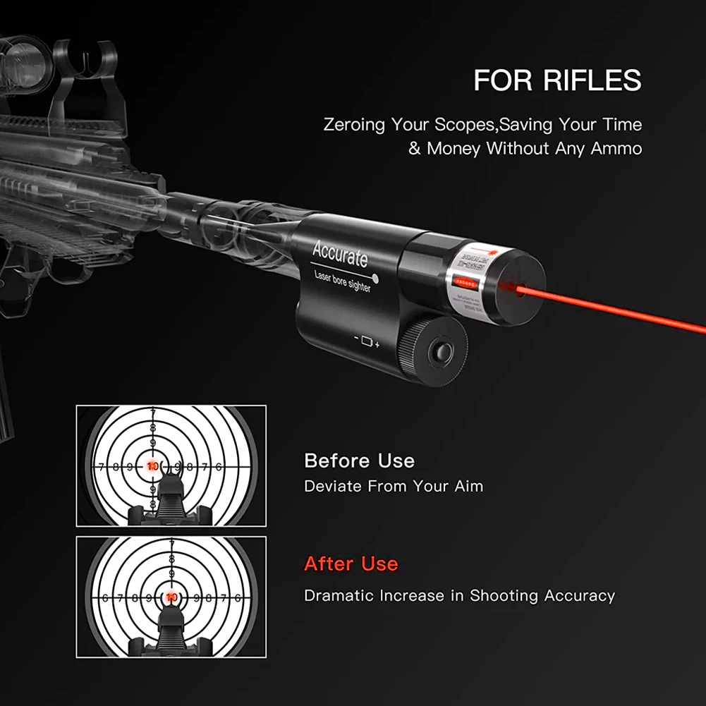 1Set Tactical Red Laser Bore Sight For .177 to 12GA Caliber for Pistols/Rifle/Shotgun Laser Boresighter Collimator Zeroing Scope