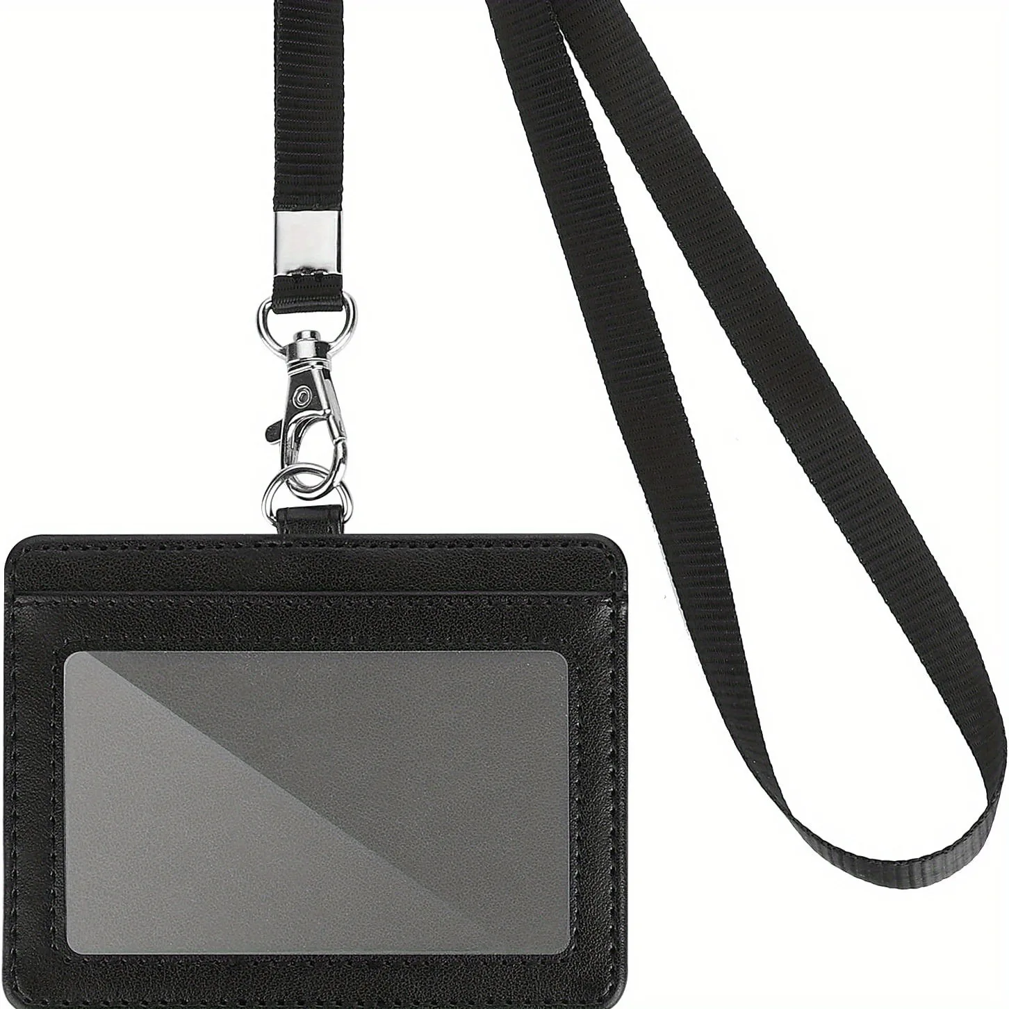 Premium Leather Retractable ID Badge and Card Holder with Lanyard