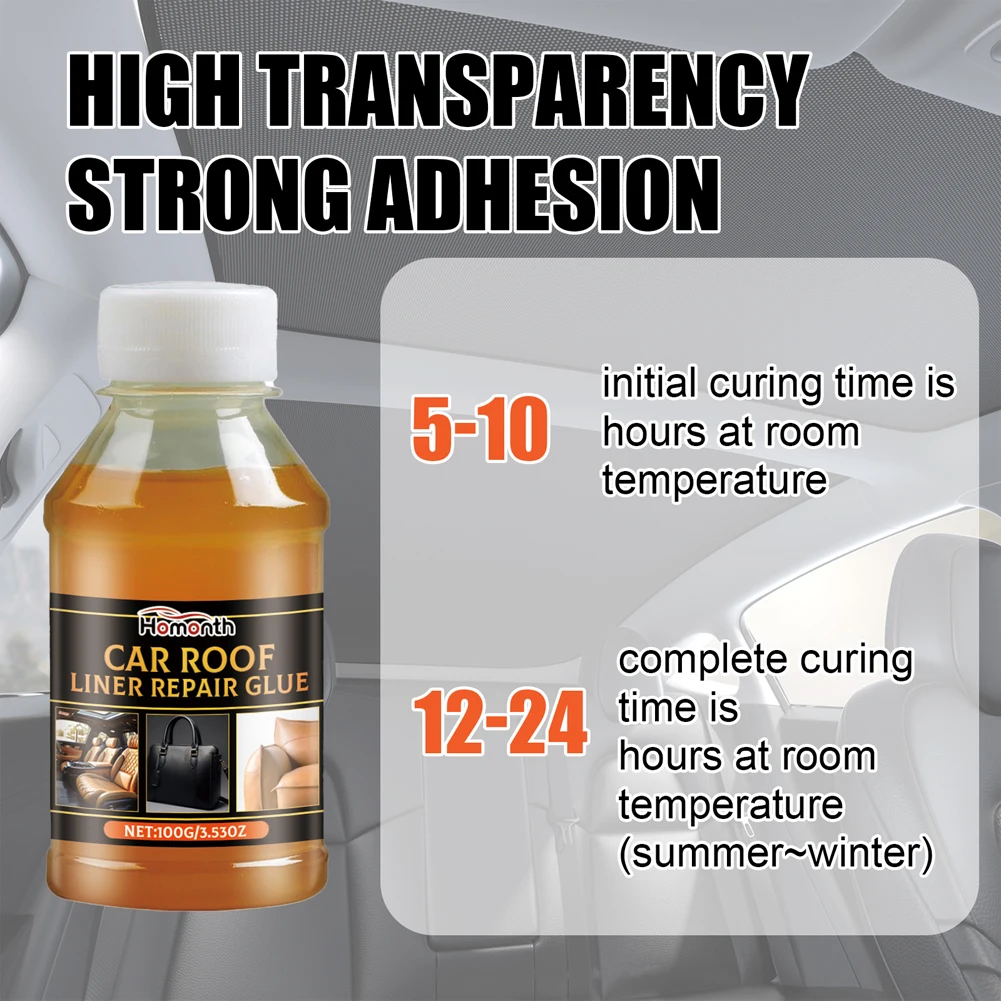 Car Interior Roof Liner Repair Glue with Brush Fast Dring Car Headliner Leather Repair Spray Universal Car Roof Powerful Glues 5