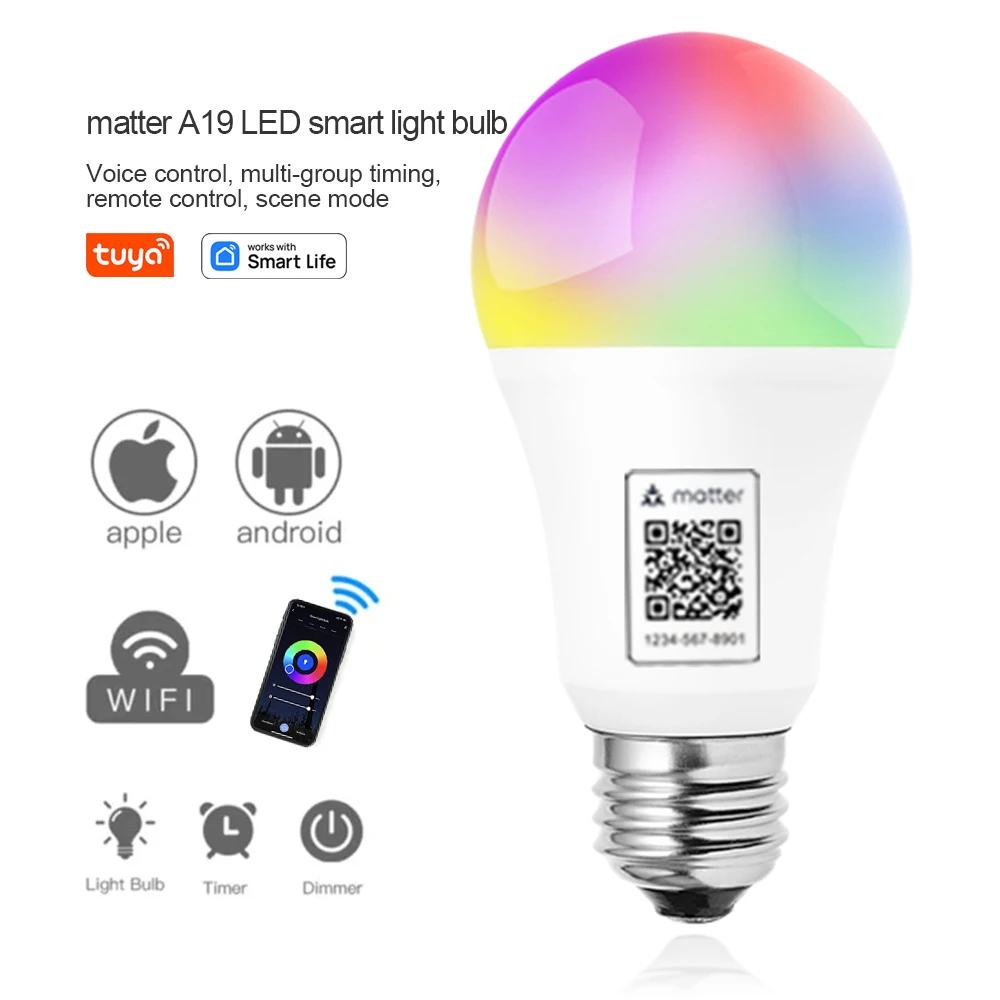 

Tuya Bluetooth WiFi Smart Light Bulbs E27 LED Lamp RGB Smart Bulb 15W Smart Life APP Voice Control With Alexa Alice Google Home