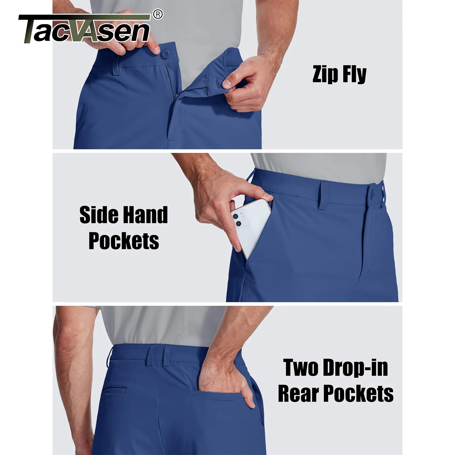 TACVASEN Golf Quick Dry Shorts Men Stretch Lighyweight Dress Work Casual Shorts with 4 Pockets Flat Front Hiking Shorts 9 Inch 4
