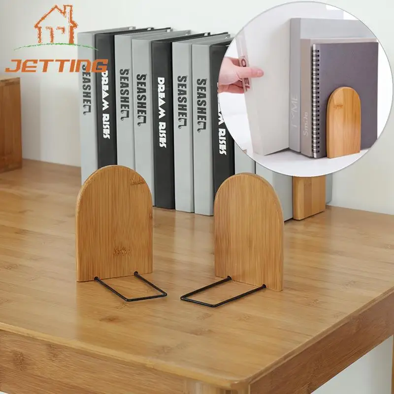 

Book Ends Stand Holder Shelf Bookrack Bookends Office Home Bamboo Nature Desktop Organizer