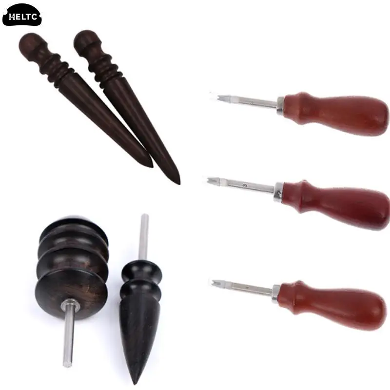 1pcs Leather Edge Polishing Slicker Flat/Pointed Head Sandalwood Leathers DIY Tool Sanders Grinding Head Burnisher Craft Polish