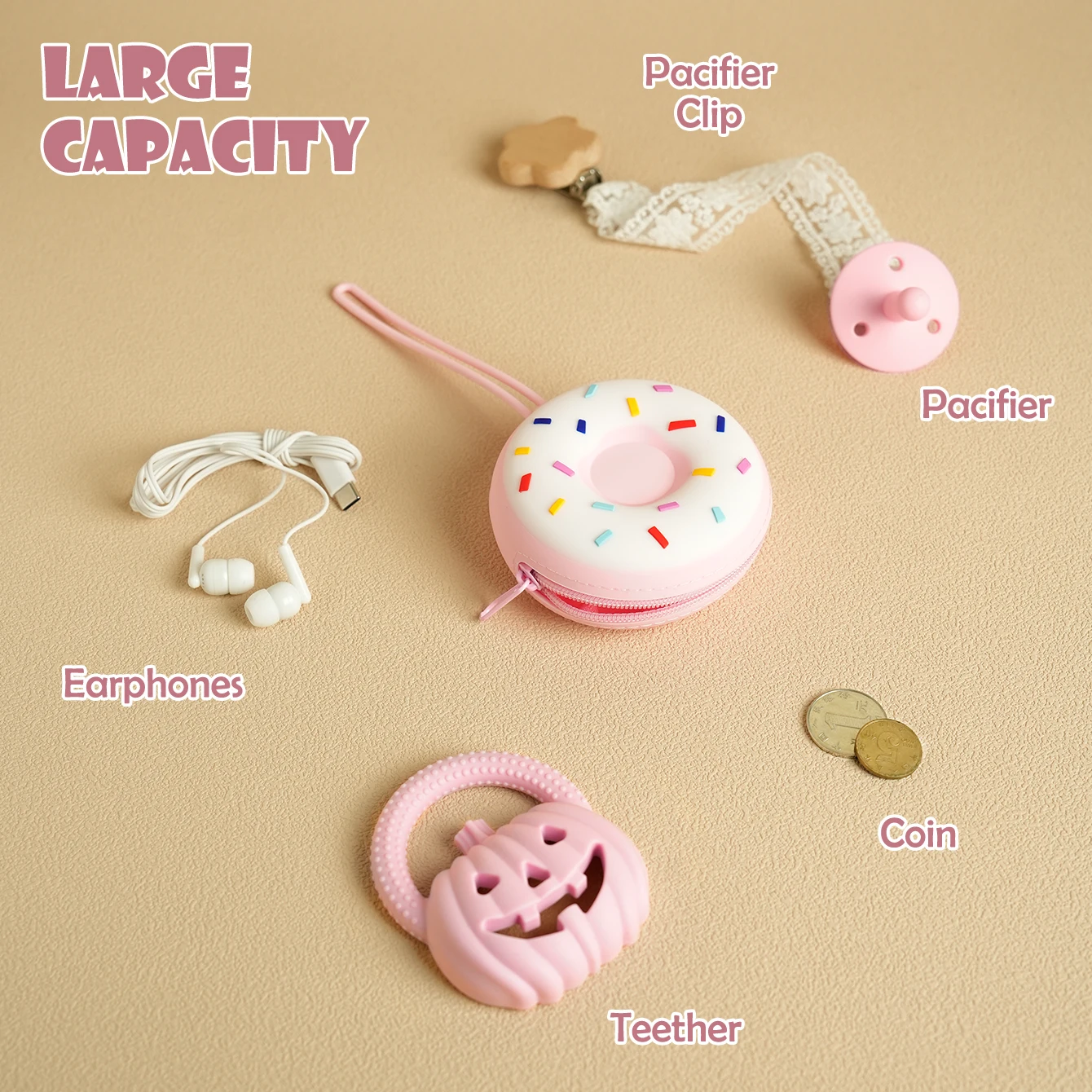 Pacifier Holder 1PCS Baby Silicone Pacifier Storage Case Donut Shape Portable Cover Pouch Box
