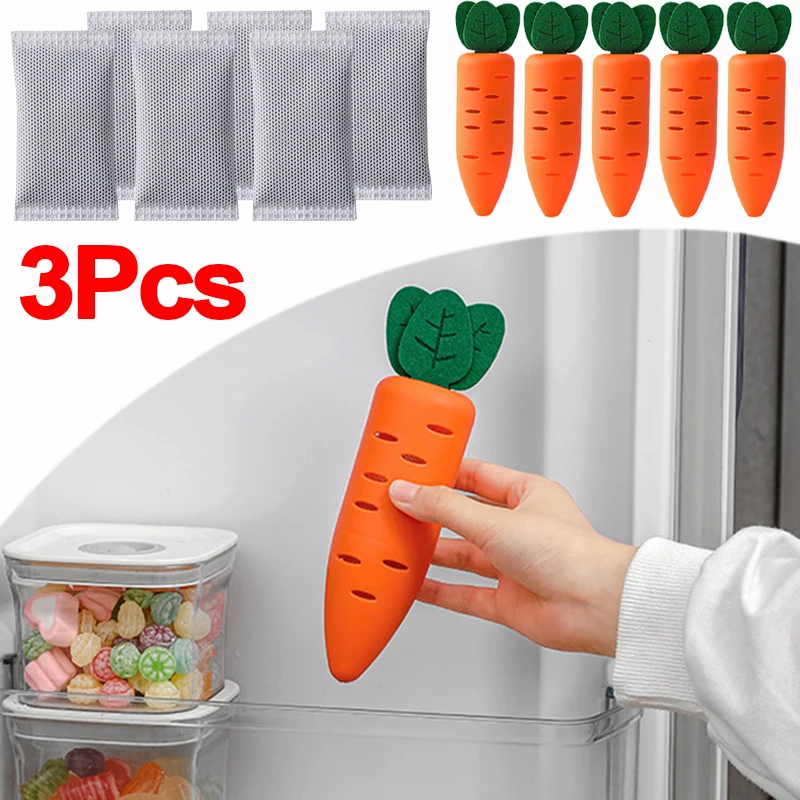 Refrigerator Deodorant Box PP Material Mini Carrot Shape Fridge Deodorant Box for Toilet Shoe Cabinet Wardrobe Cleaning Tool