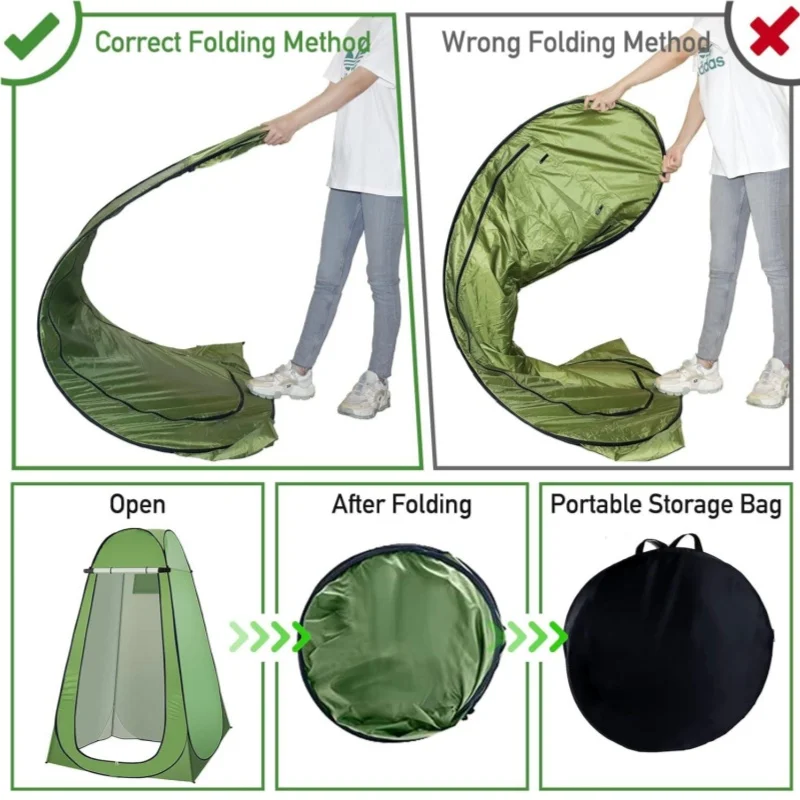 Pop Up Privacy Shower Tent, Portable Camping Shower Tent, Camping Toilet Changing Room Sun Shelter with Window for
