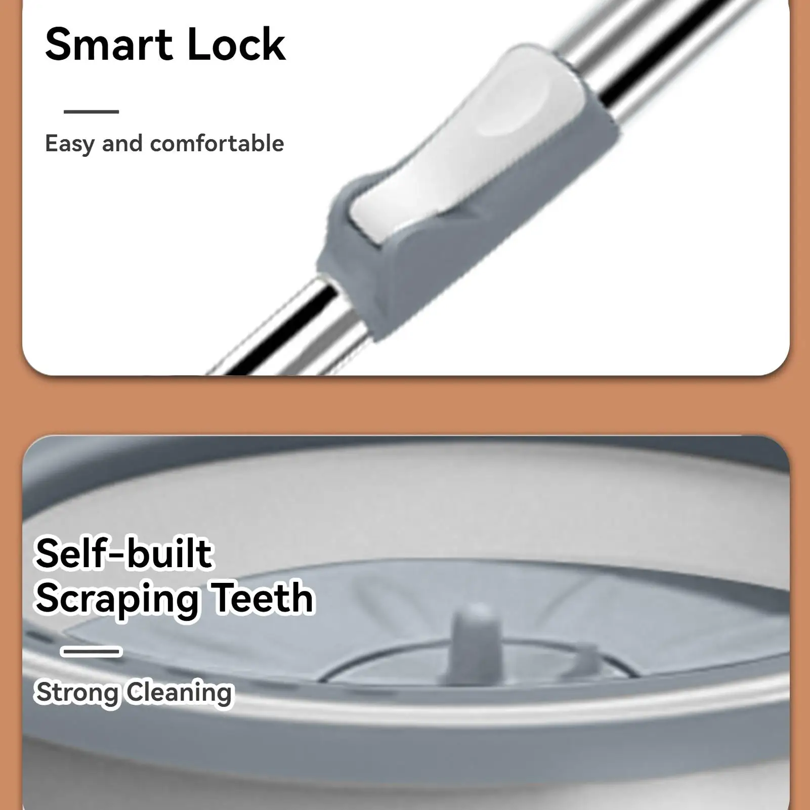 Mop With Bucket Set Rotating Mop Single Bucket Kit With Wringer Household Cleaner Supplies With Separate Dirty Water System For