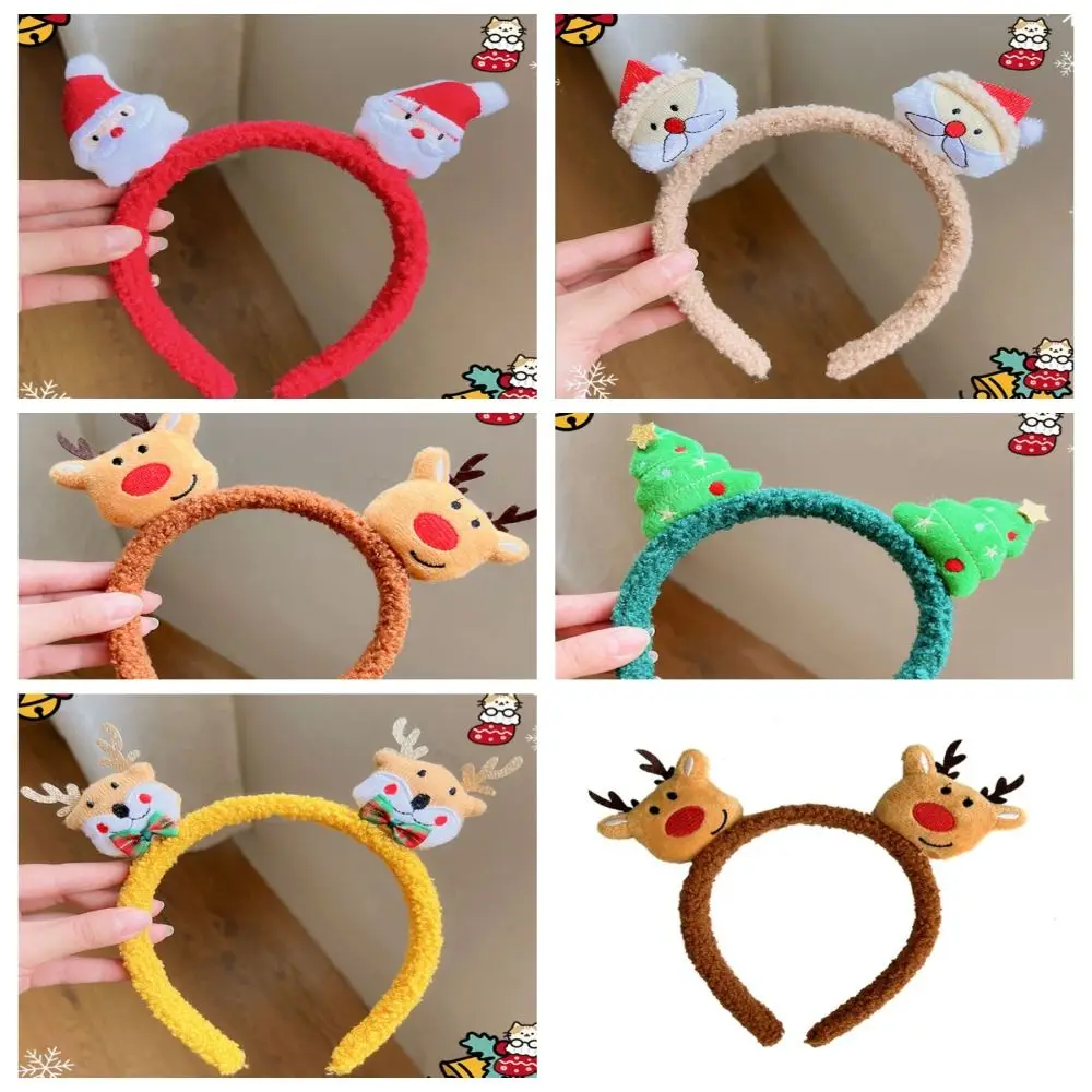 

Santa Claus Christmas Headband Fairy Deer Ear Hair Band Christmas Elf Headband Plush Christmas Tree Antlers Headband Children