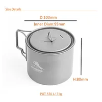 TOAKS 550ml Pot, Titanium Cup (Ultralight Version) Outdoor Tableware Camping Mug 2