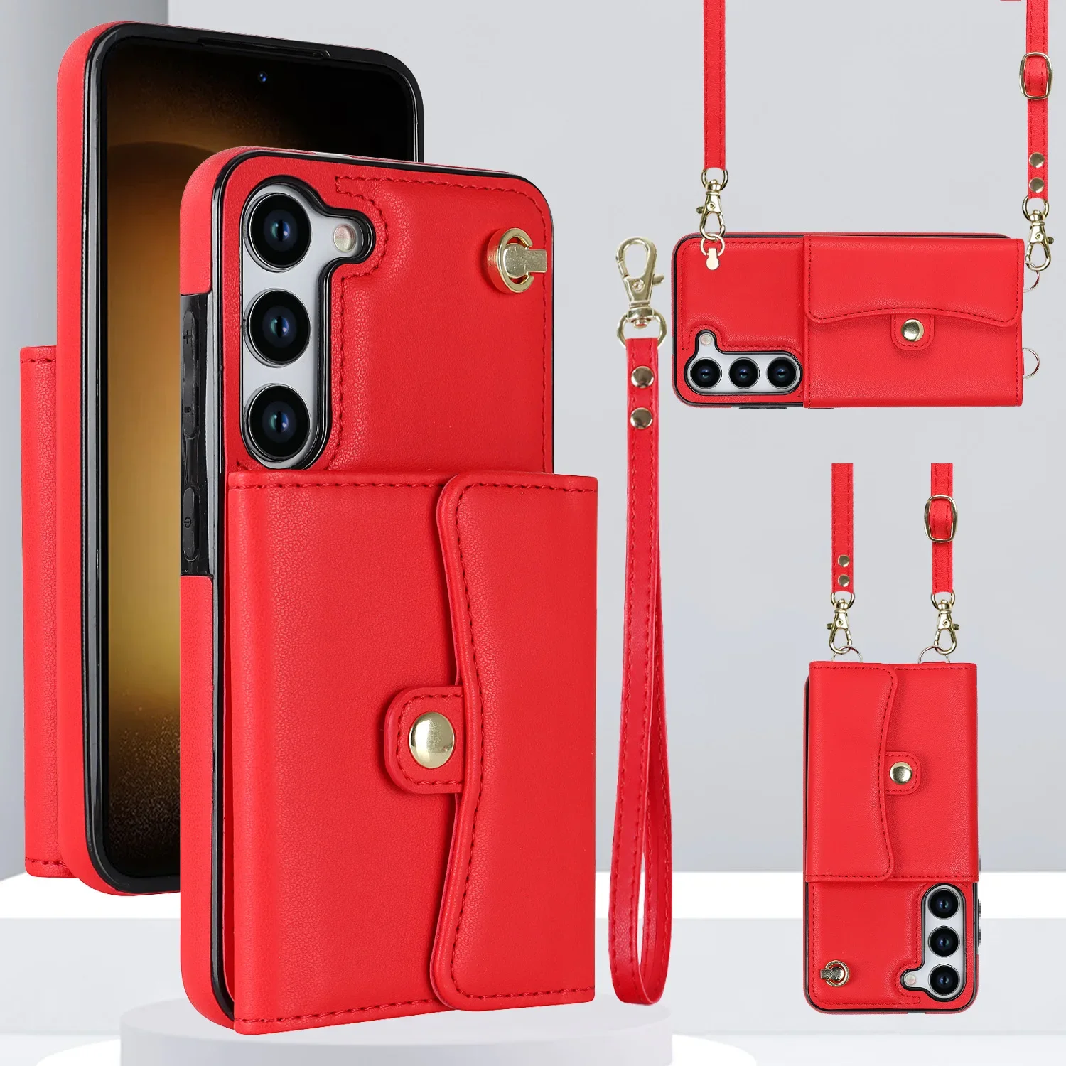 Elegant Wrist Strap Crossbody Phone Case with Wallet Card Holder