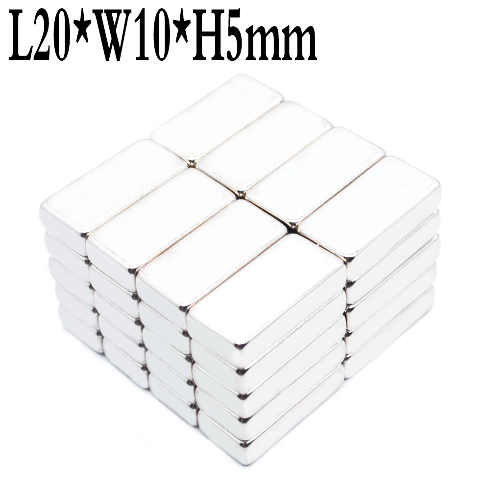 

1/5/10/20/50/100/200 Pcs 20x10x5 Block NdFeB Neodymium Magnet N35 Super Powerful imanes Permanent Magnetic 20mm x 10mm x 5mm