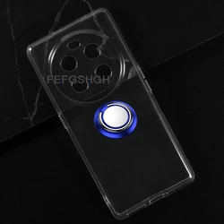 Premium 6.67” Back Ring Holder TPU Soft Silicone Phone Case, Enhanced Grip & Protection for Cubot Hafury Meet (Clear Tpu  B Blue)