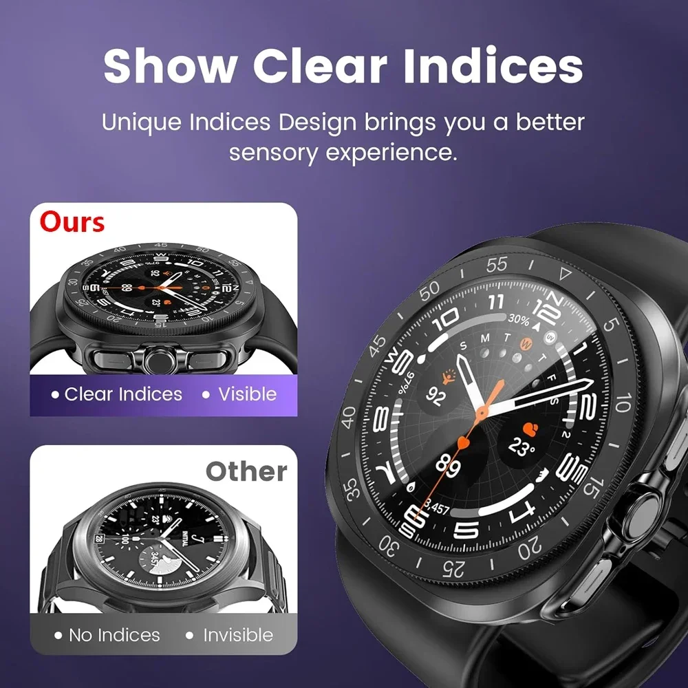 Premium 3-in-1 Tempered Glass Screen Protector with Hard PC Case & Bezel Ring Cover