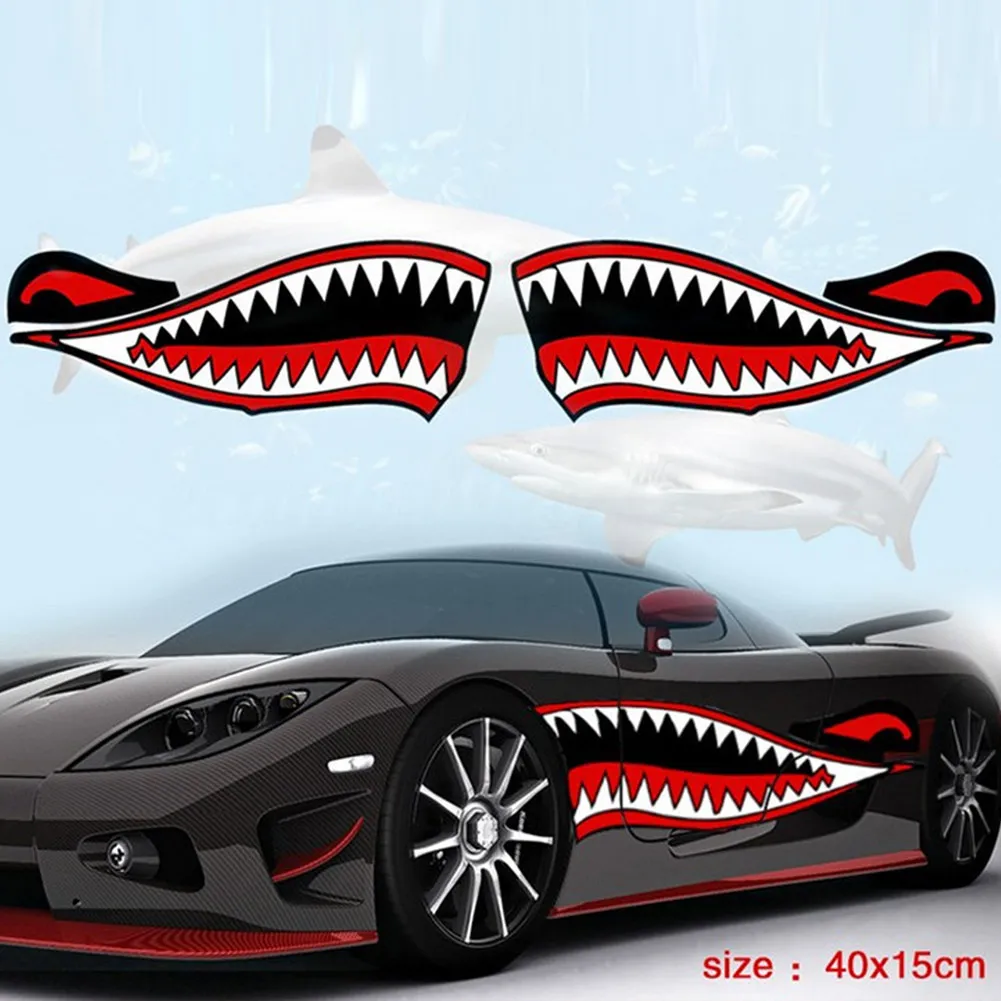 

New Waterproof Flying Tigers Reflective Shark Mouth Teeth Car Boat Yacht Decal Colored Body Sticker