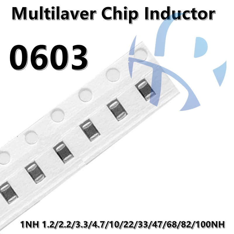 

(50pcs) 0603 1NH 1.2/2.2/3.3/4.7/10/22/33/47/68/82/100NH ±0.3NH ±5% SMD Multilaver Chip High Frequency Inductor