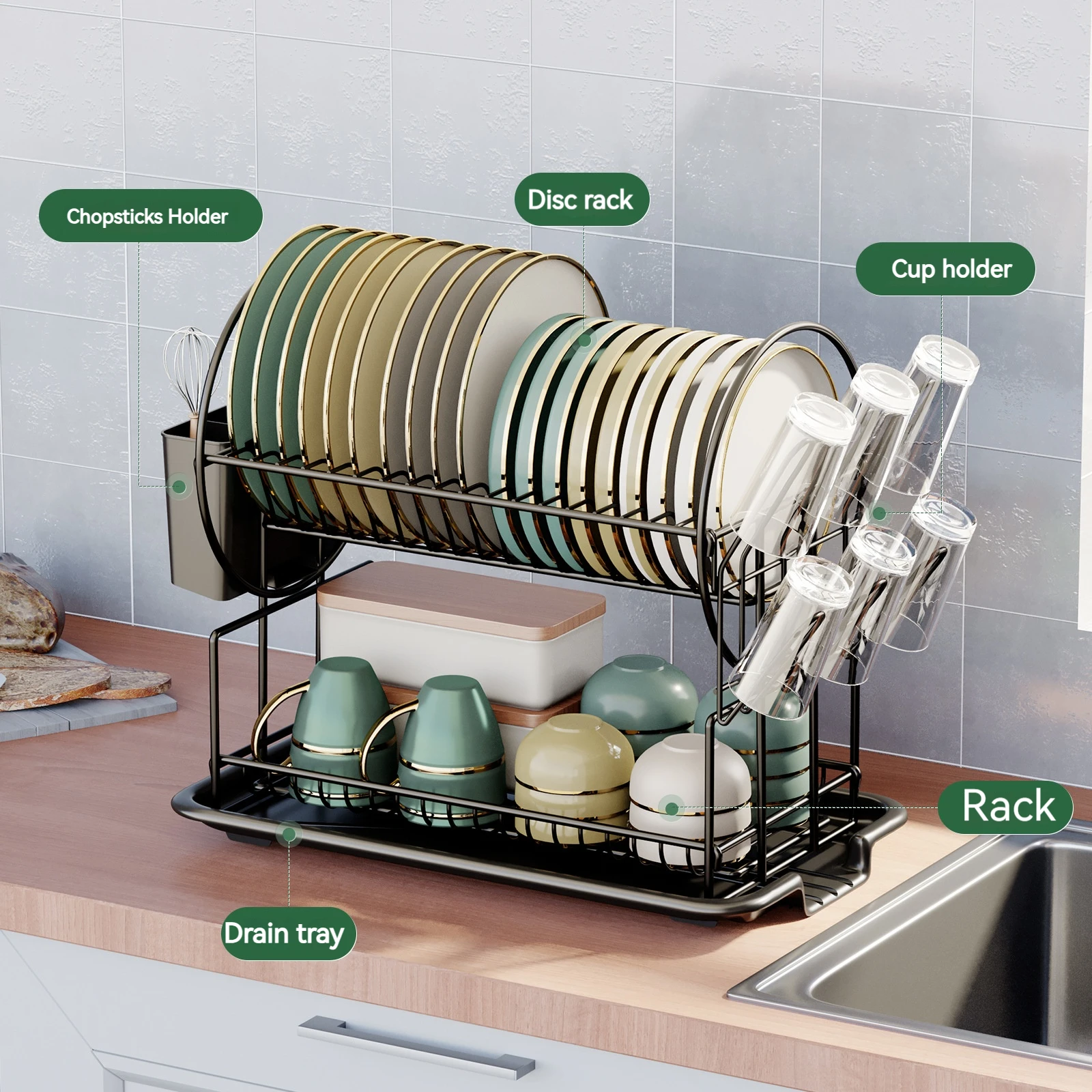 Kitchen Drain Rack Sink Side Dish Rack Narrow Small Dish Rack Bowl  Chopsticks Knife Integrated Storage Rack Kitchen Organizer - AliExpress