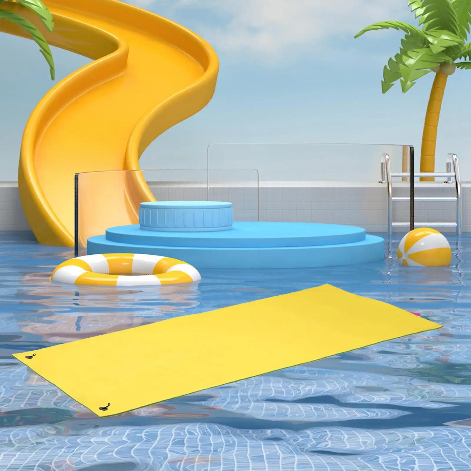 

Pool Water Floating Mat 3 Layer Water Raft 270x90x3.3cm Durable Portable Tear Resistant for Children and Adults (Random Color)