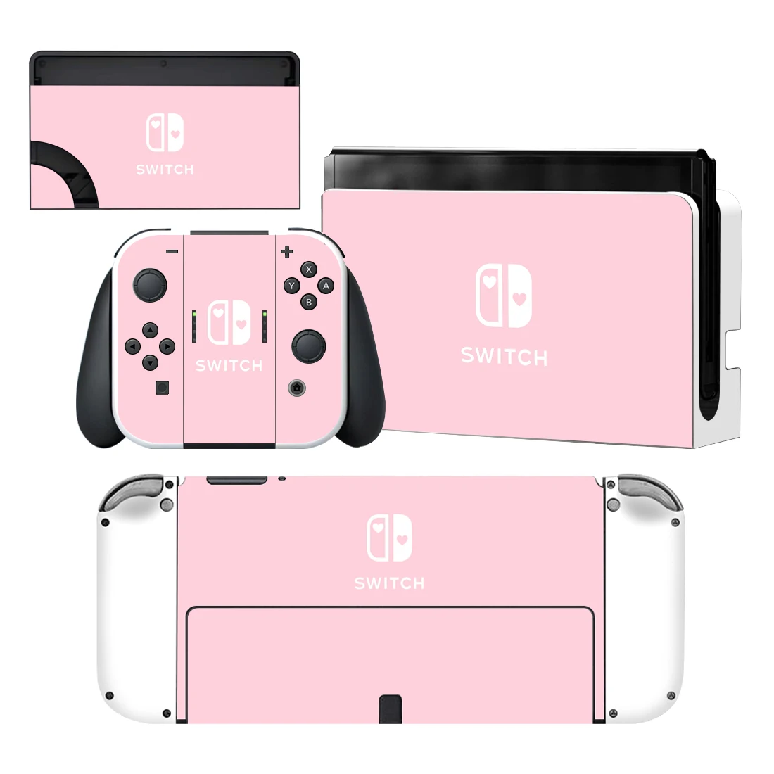 Reine rosa weiße Farbe Vinyl Bildschirm Hauts chutz Aufkleber für Nintendo Switch  oled Konsole Controller Stand halter Dock Haut - AliExpress