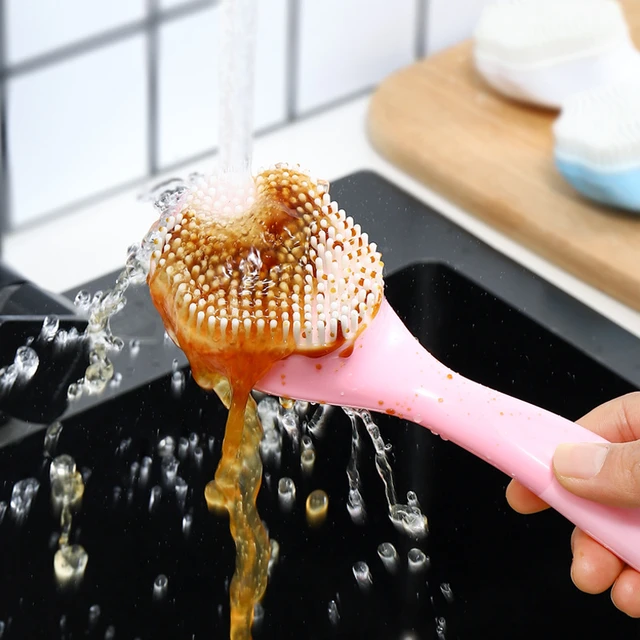 Dish Wash Brush With Handle Kitchen Scrub Brush For Cleaning Kitchen  Silicone Scrub Brush For Pot And Pan Kitchen Sink Brush - AliExpress