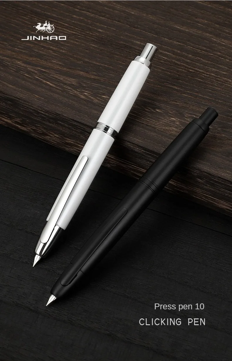 JINHAO 10 Press Fountain Pen Retractable Metal Matte Black EF F 