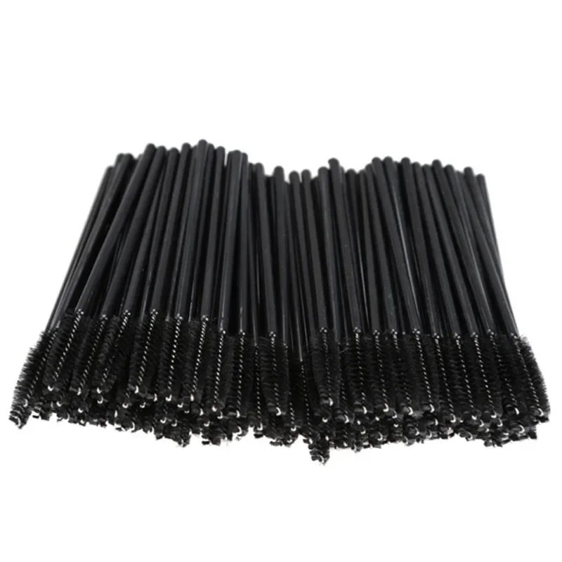 Wholesale 200 PCS Disposable Eyelash brush Mascara Wands Spoolies for Eye Lash Extension, Eyebrow and Makeup (Black&Rose red) 4